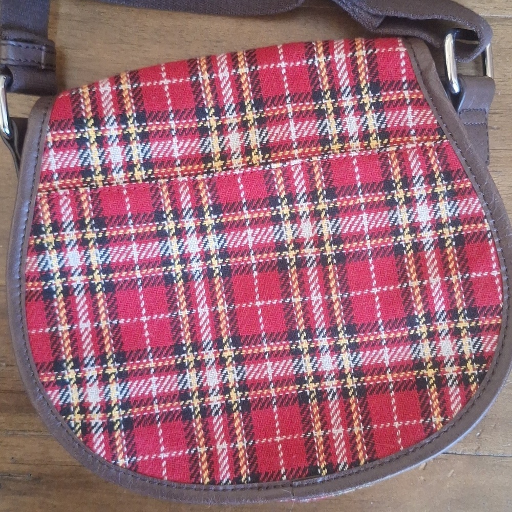 G.H. Bass & Co. Heritage Collection Plaid Crossbody Saddle Bag - Red Tartan - Picture 6 of 11